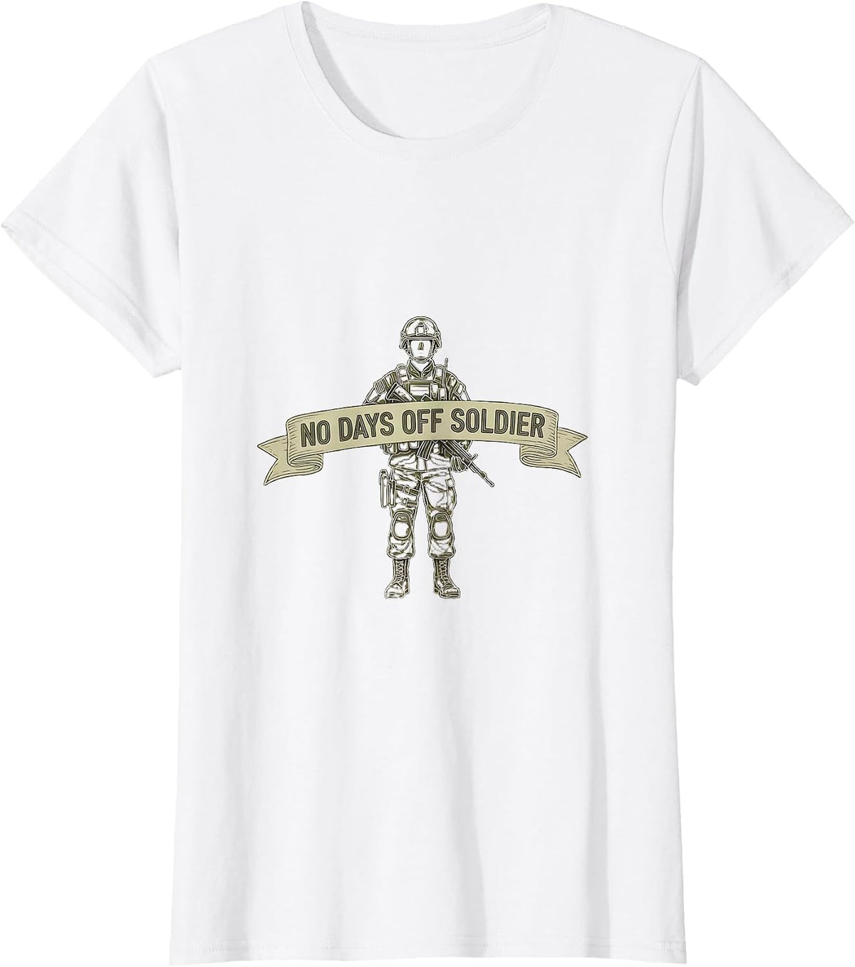 No Days Off Soldier Army Men Graphic Design T-Shirt - White