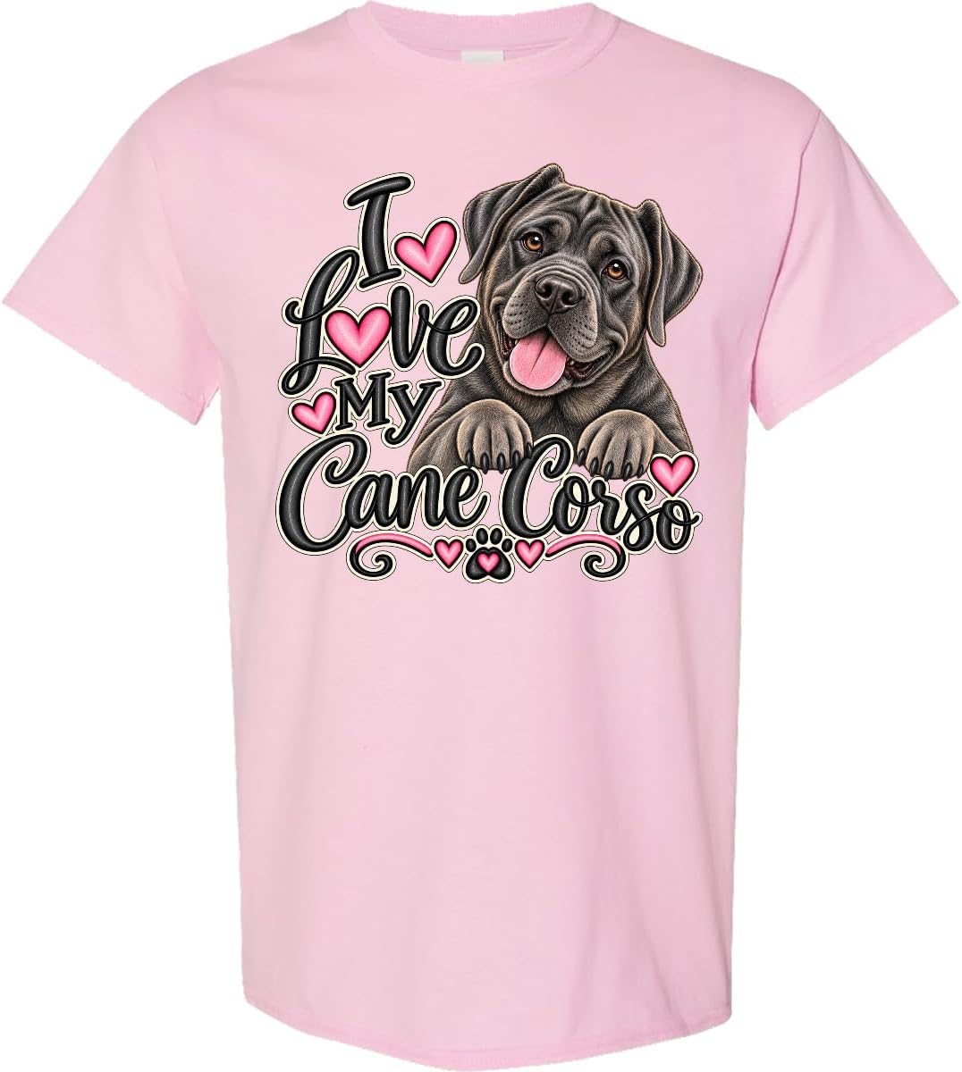 inktastic I Love My Cane Corso Dog Adult T-Shirt - Pink