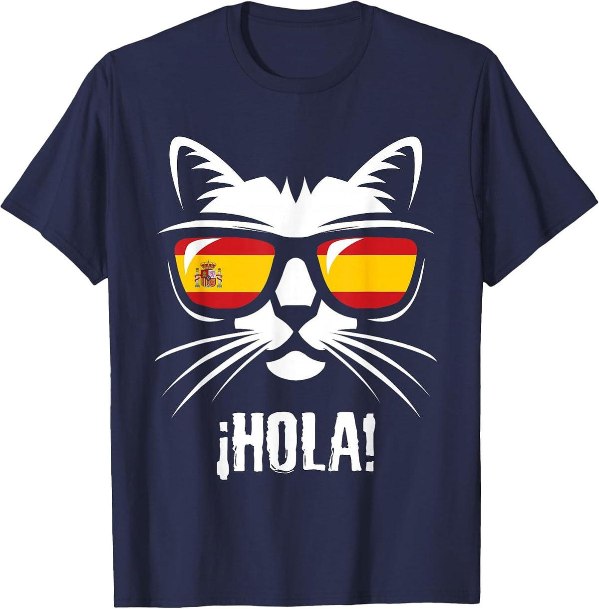 Funny Cat Spanish Flag T-Shirt - Navy Blue