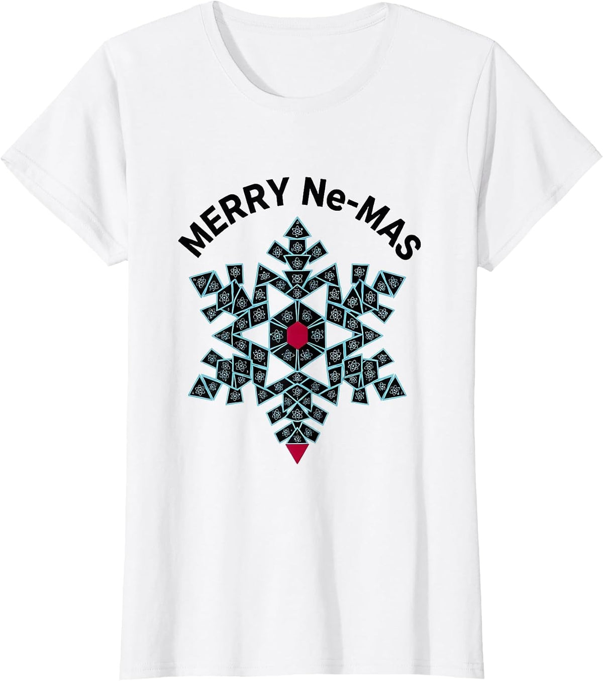 Merry Ne-mas Geometric Snowflake Periodic Table Chemistry T-Shirt - White