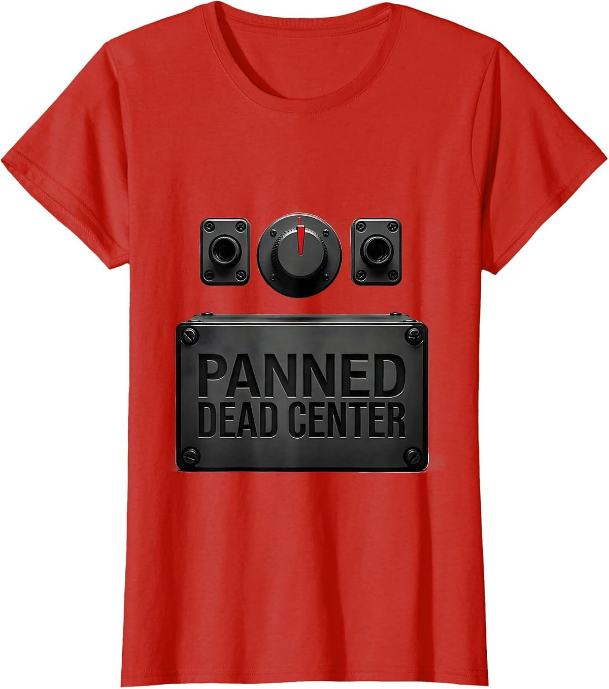 Panned Dead Center Funny DJ Gift Retro Electronic Music T-Shirt - Red