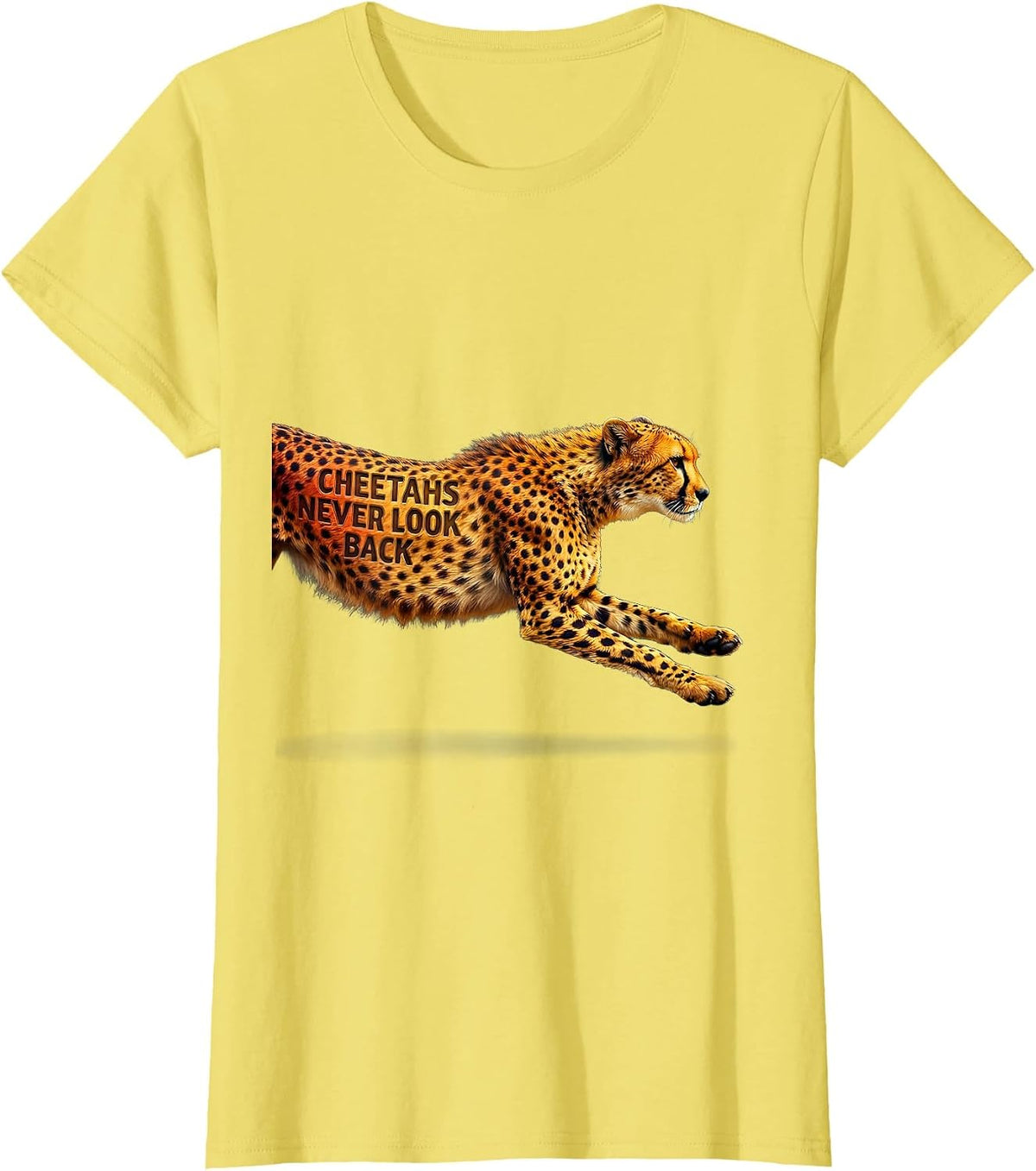 Cheetahs Never Look Back Wildlife Design T-Shirt - Lemon Yellow