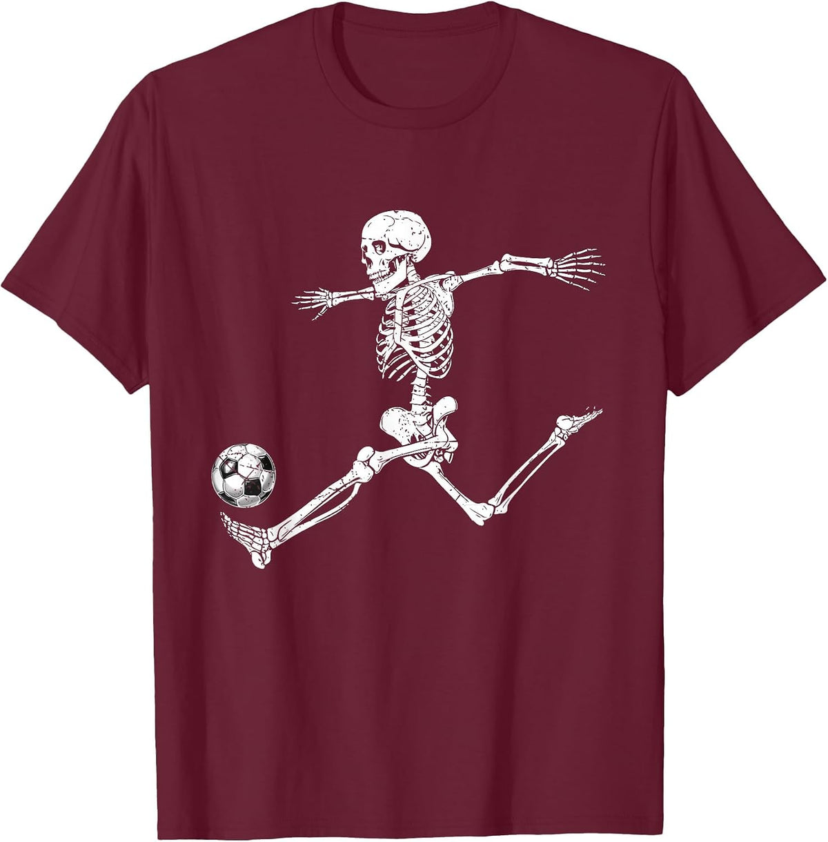 Soccer Skeleton Halloween Player Catcher Mens Boys Kids T-Shirt - Burgundy