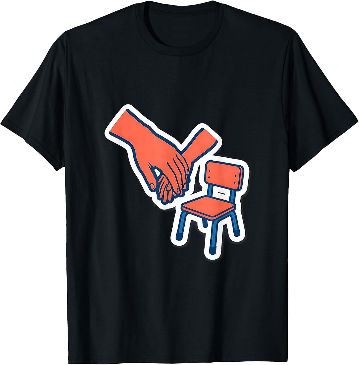 Men's Hand in Hand Paraprofessional Teacher Appreciation Sticker T-Shirt - Black
