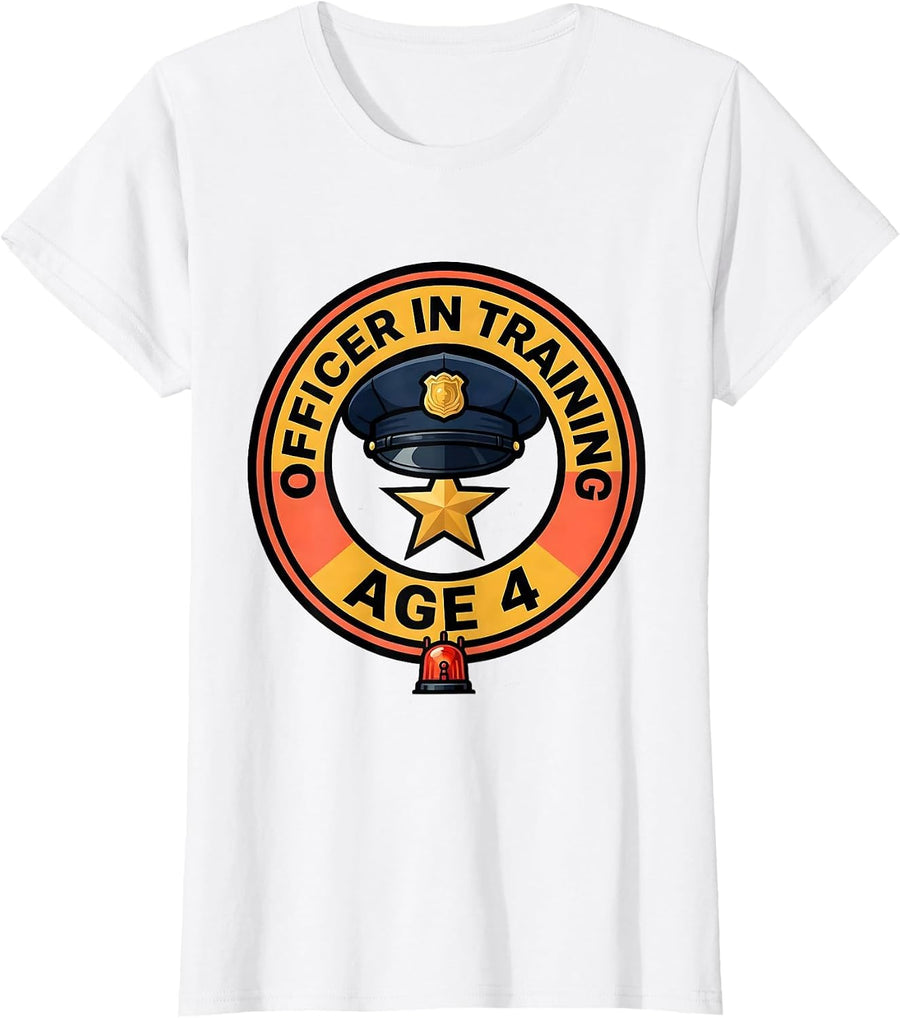 Women's Officer In Training Age 4 Police Officer Kids Toddler T-Shirt - White