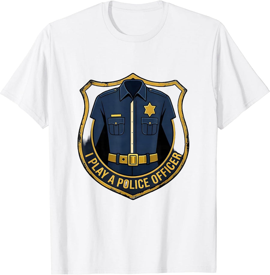 Men's I Play A Police Officer Emblem Halloween Costume Police T-Shirt - White