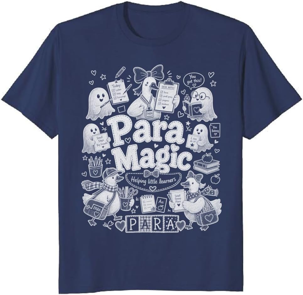 School Paraprofessional T-Shirt Goose Doodle Halloween Tee - S4