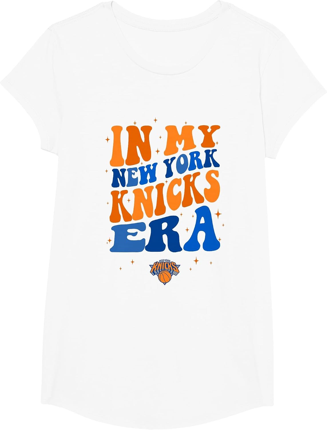 NBA in My New York Knicks Era Retro Wave Logo T-Shirt - Girls White