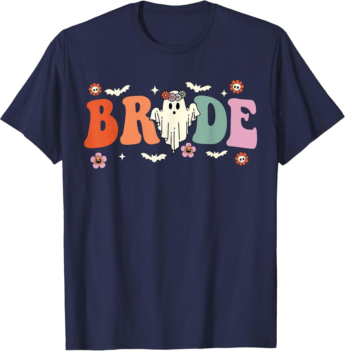 Bride Let's Go Ghouls Ghost Halloween Spooky Bachelorette T-Shirt - Navy Blue