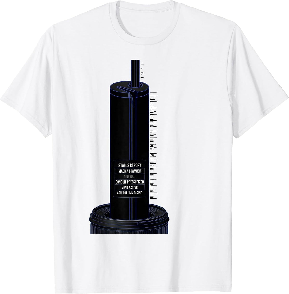 Men's Status Report Magma Chamber Volcano Anatomy Diagram T-Shirt - White