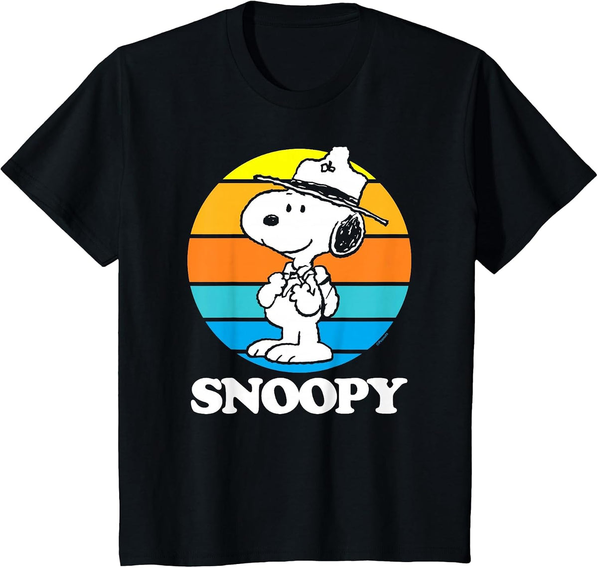 Peanuts - Snoopy Beagle Scout Sunset T-Shirt - Black