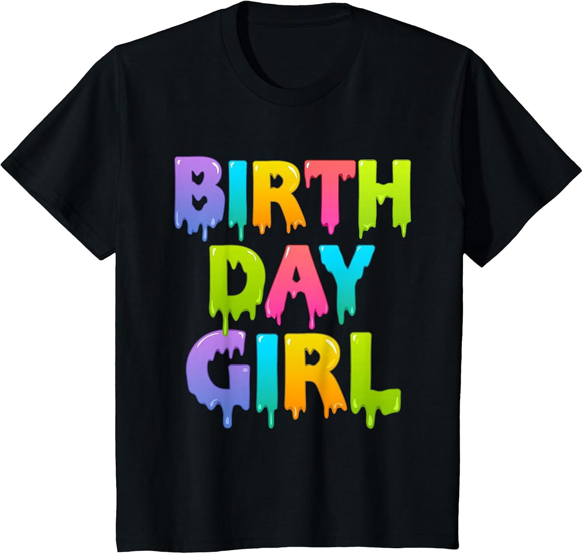 Happy Birthday Girl Cute Slime Party Squad for Kids Toddler T-Shirt - Black