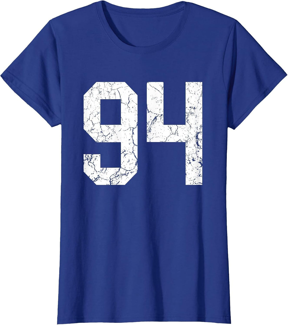Grunge White Number 94 Jersey Uniform Player Fan T-Shirt - Royal Blue