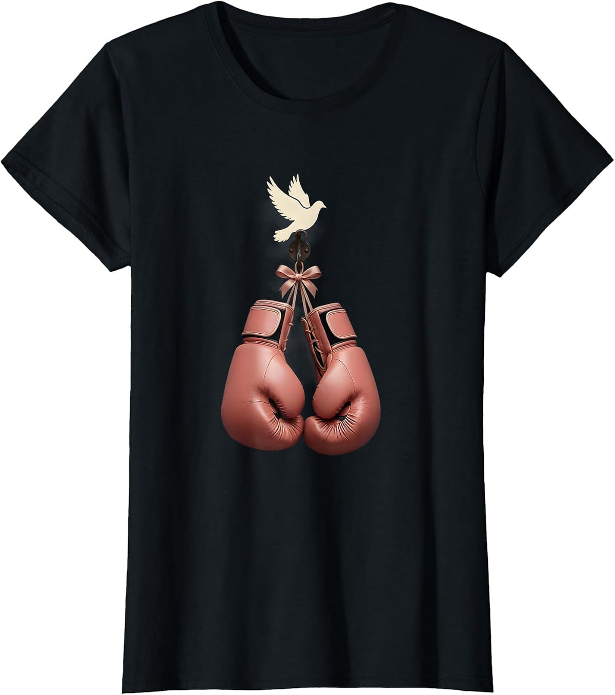 Pink Boxing Gloves Breast Cancer Awareness Design T-Shirt - Black