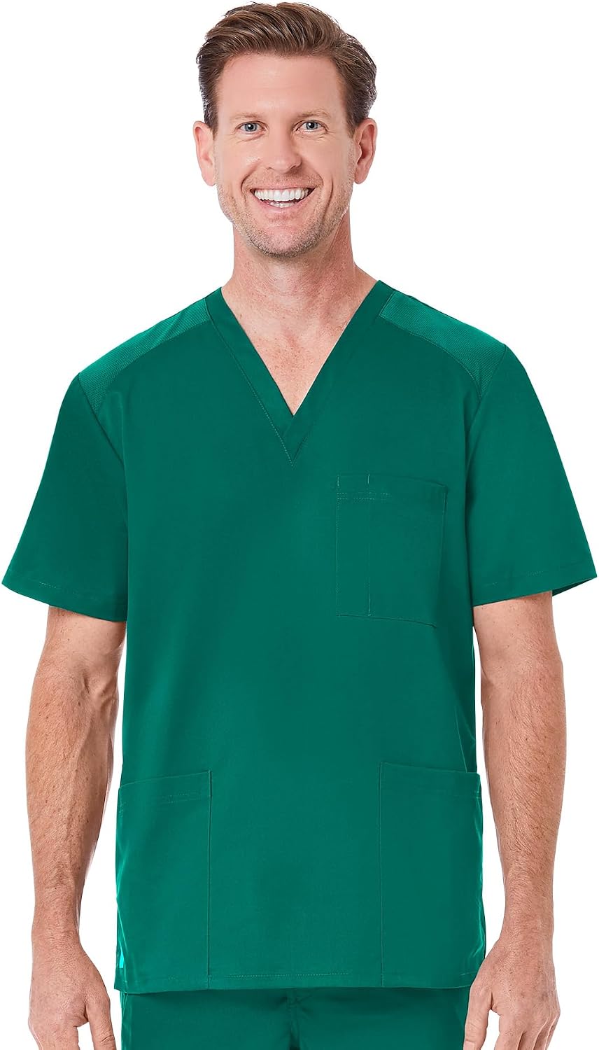 Maevn EON Men's Mesh Panel 3-Pocket V-Neck Top - Hunter Green