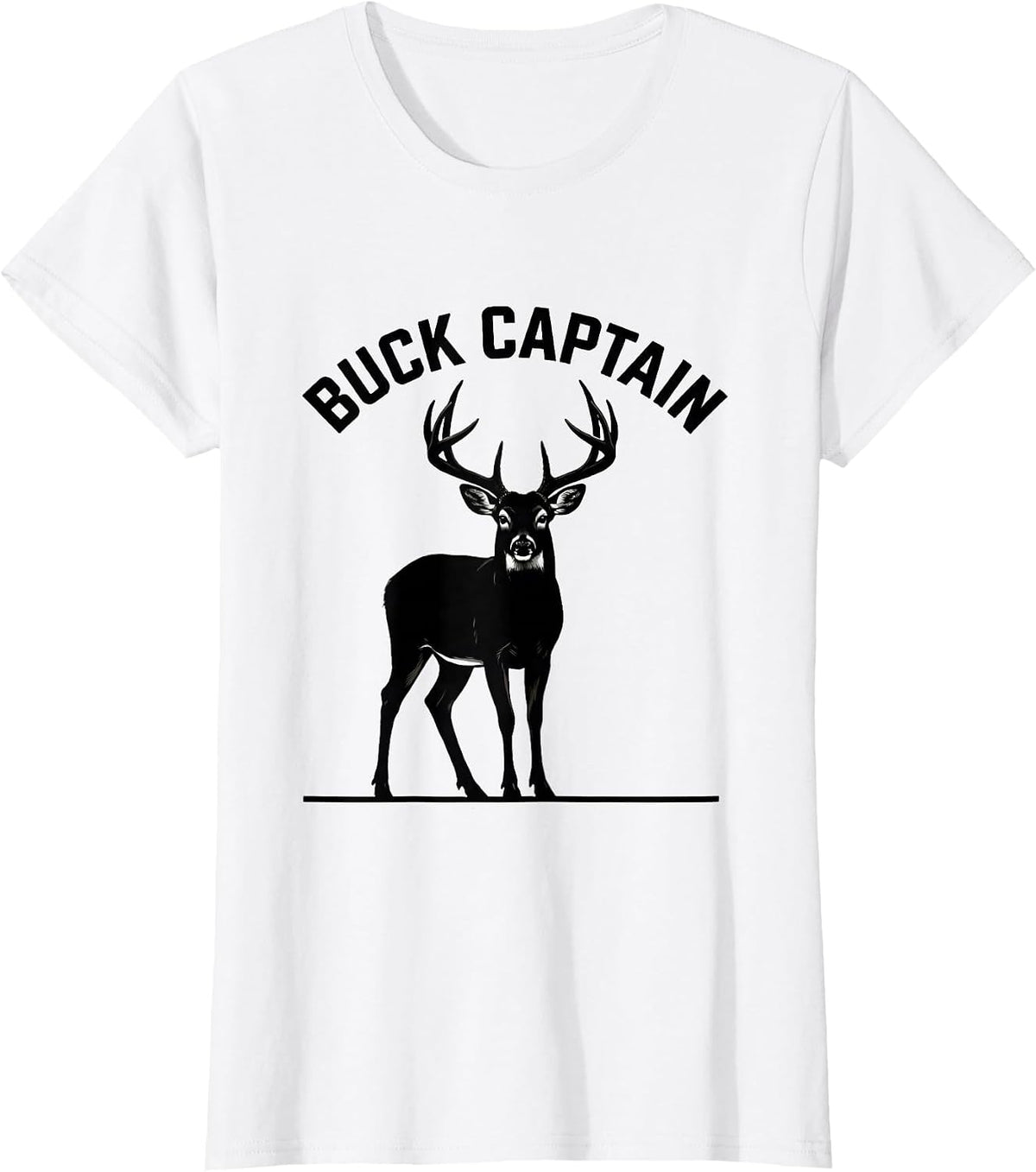 Buck Captain Funny Deer Hunting Hunter Dad Gift T-Shirt - White