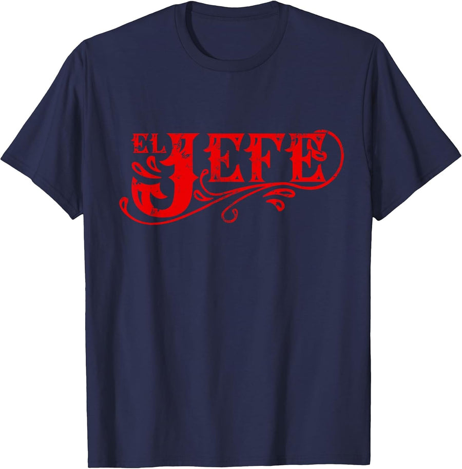 El Jefe The Boss in Spanish Funny Mexican Quote T-Shirt - Navy Blue