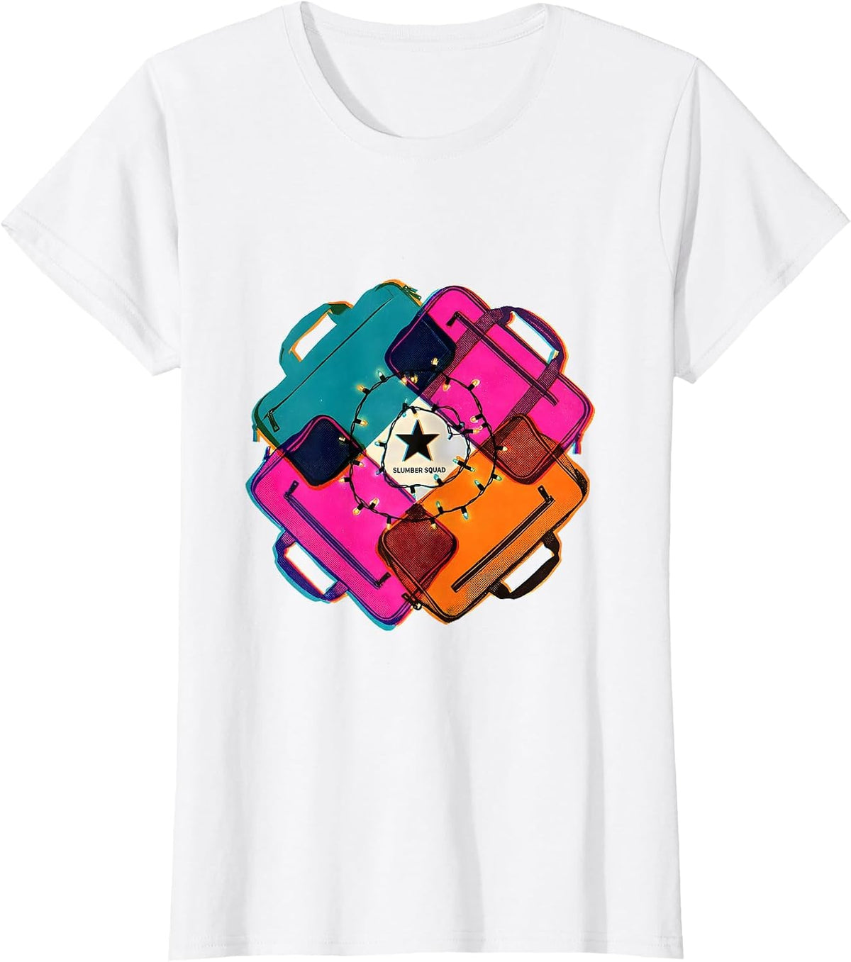 Slumber Squad Risograph Playful Matching Slumber Party Crew T-Shirt - White