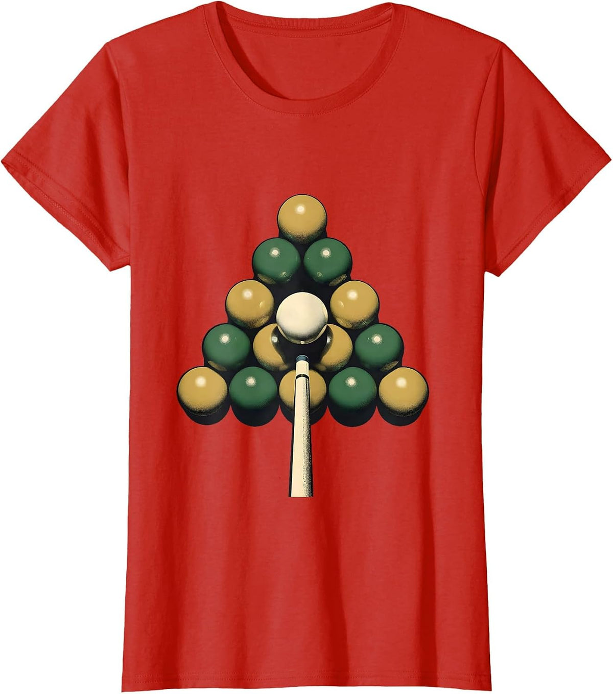 Cue Ball Rack Split Billiards Humor Player Gift T-Shirt - Red