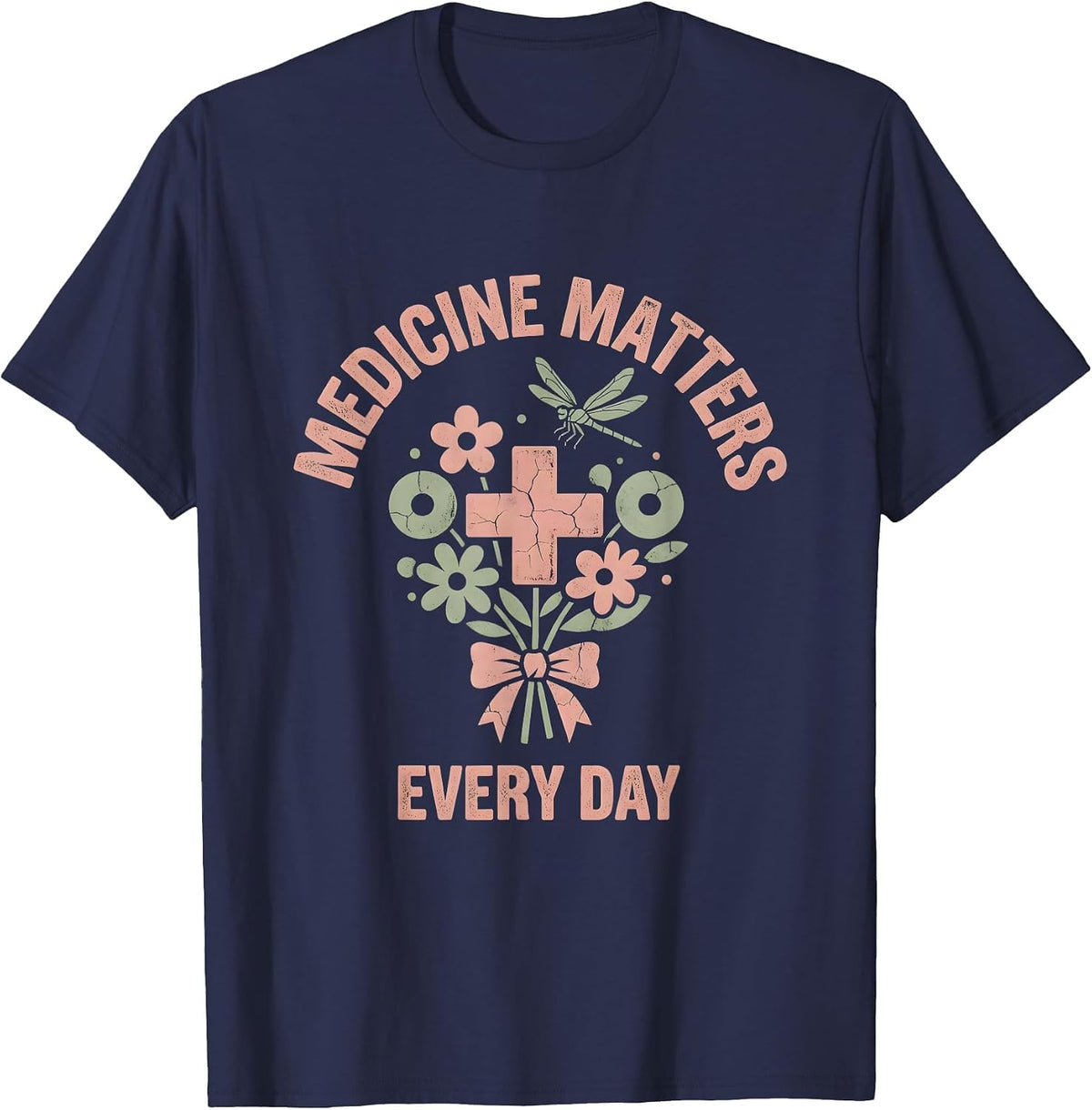Men's Medicine Matters Labor Day Medical Design T-Shirt - Navy Blue