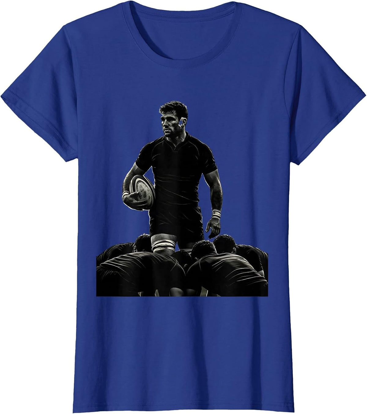 Women's Rugby Player Silhouette Funny Rugby Fan Humor T-Shirt - Royal Blue