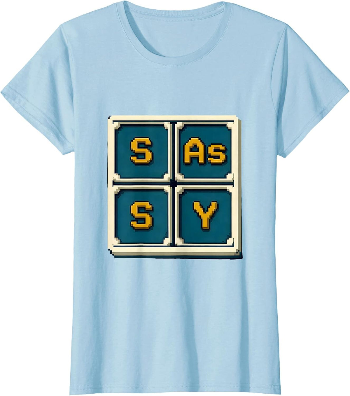 S-As-S-Y Pixel Art Funny Chemistry Nerd Humor Gift T-Shirt - Baby Blue