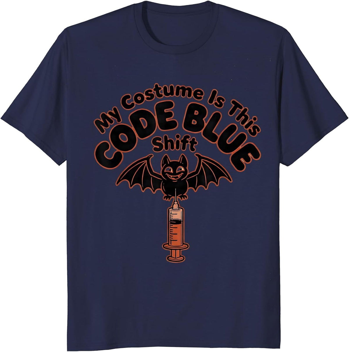 My Costume Is This Code Blue Shift Funny Halloween Nurse T-Shirt - Navy Blue