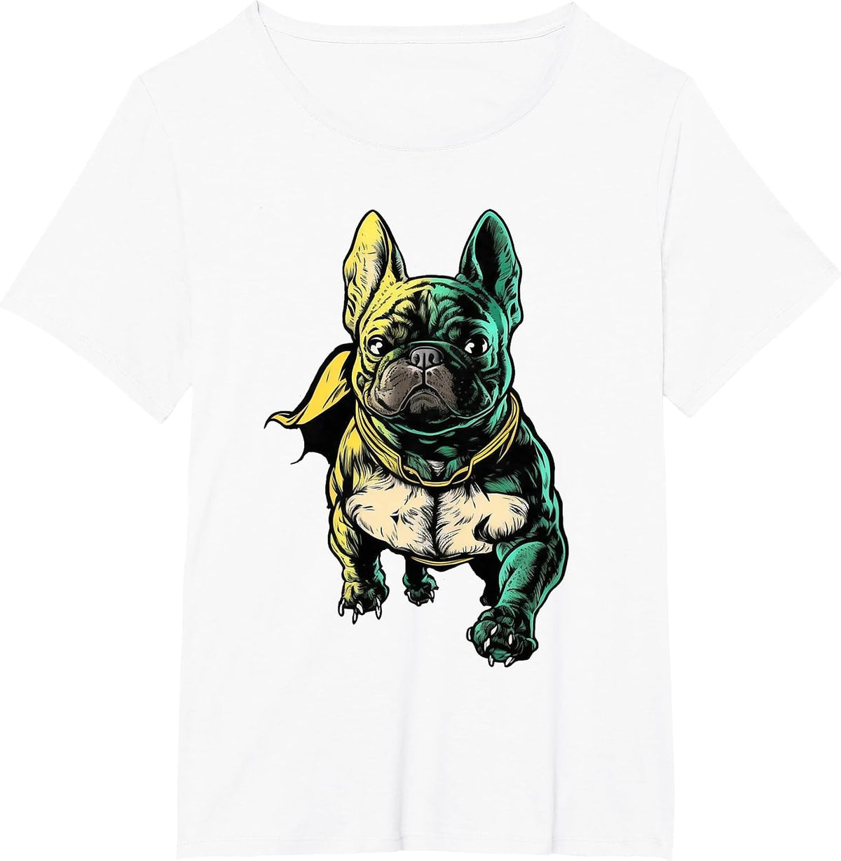 Superhero French Bulldog Red Cape Super Hero Dog T-Shirt - White