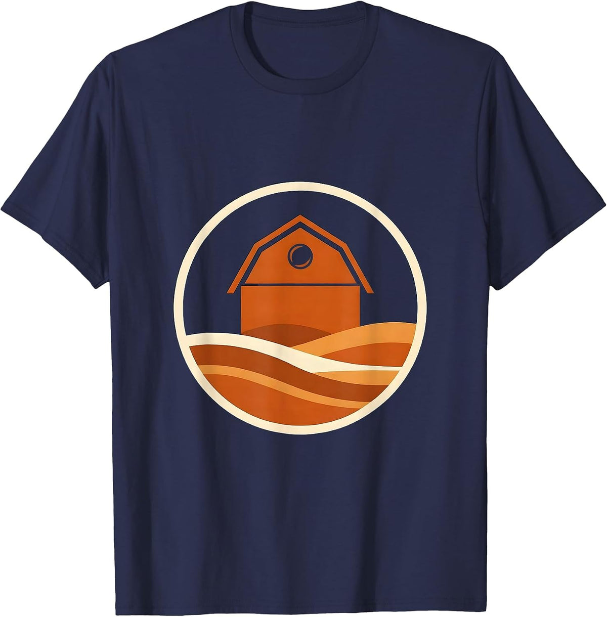 Weathered Wooden Barn Rustic Farmhouse Illustration T-Shirt - Navy Blue