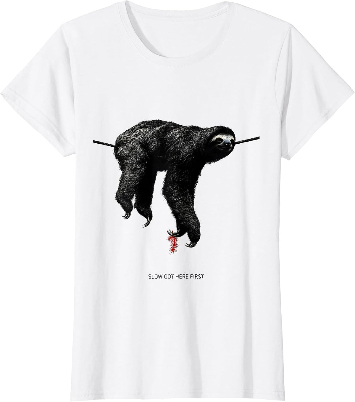 Slow Got Here First Funny Sloth Christmas Humor Sloth Lover T-Shirt - White