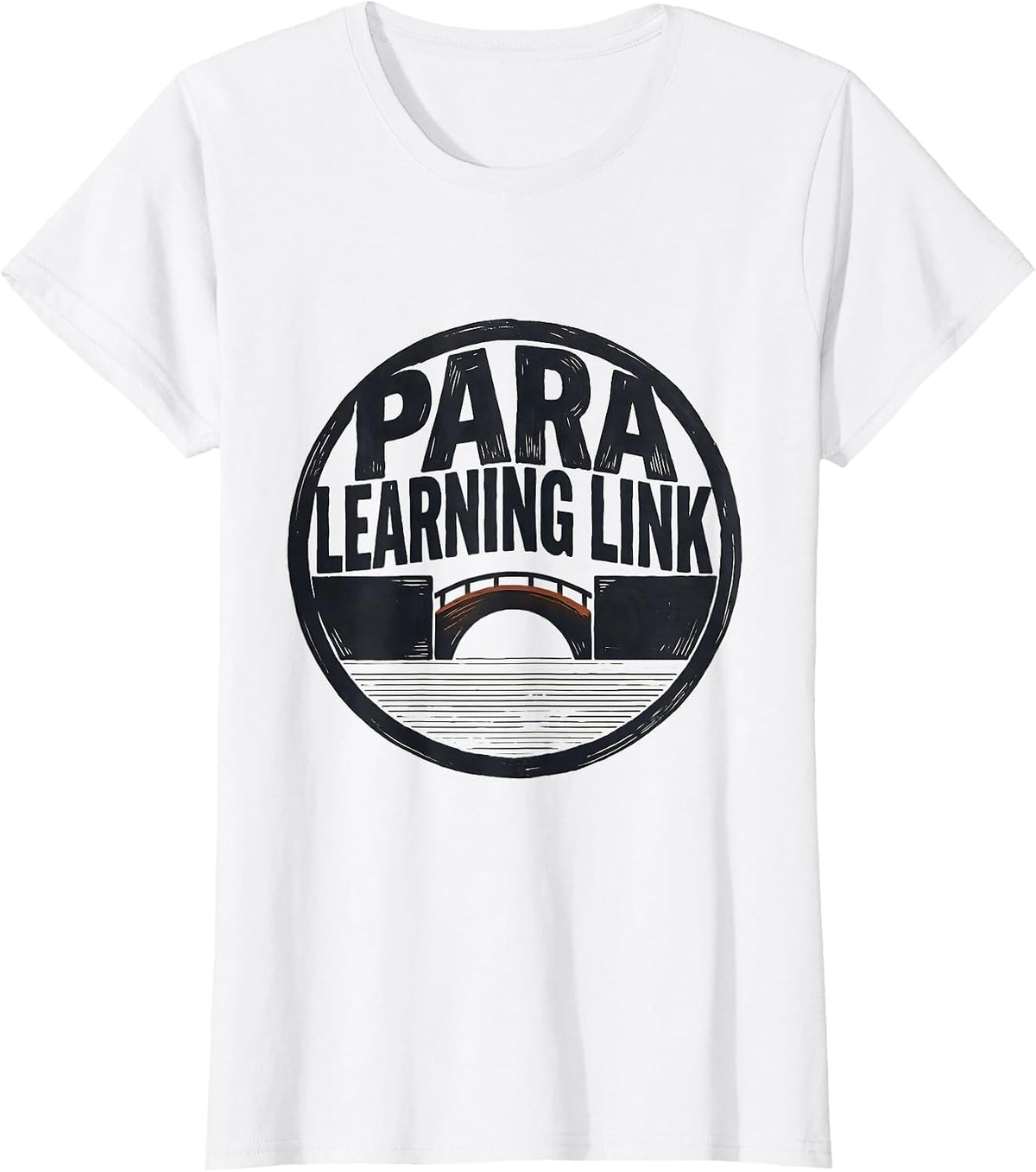 Para Learning Link Linocut Teacher's Aide Appreciation Badge T-Shirt - White