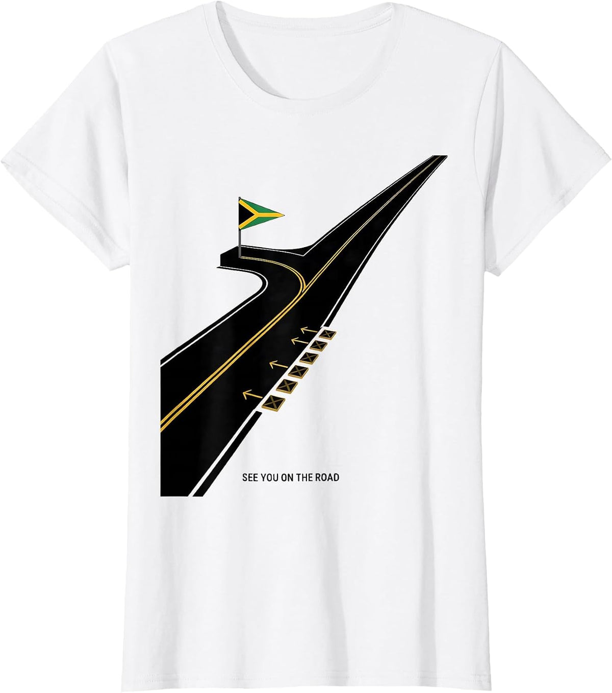 Women's See You On The Road Geometric Caribbean Carnival Jamaican T-Shirt - White