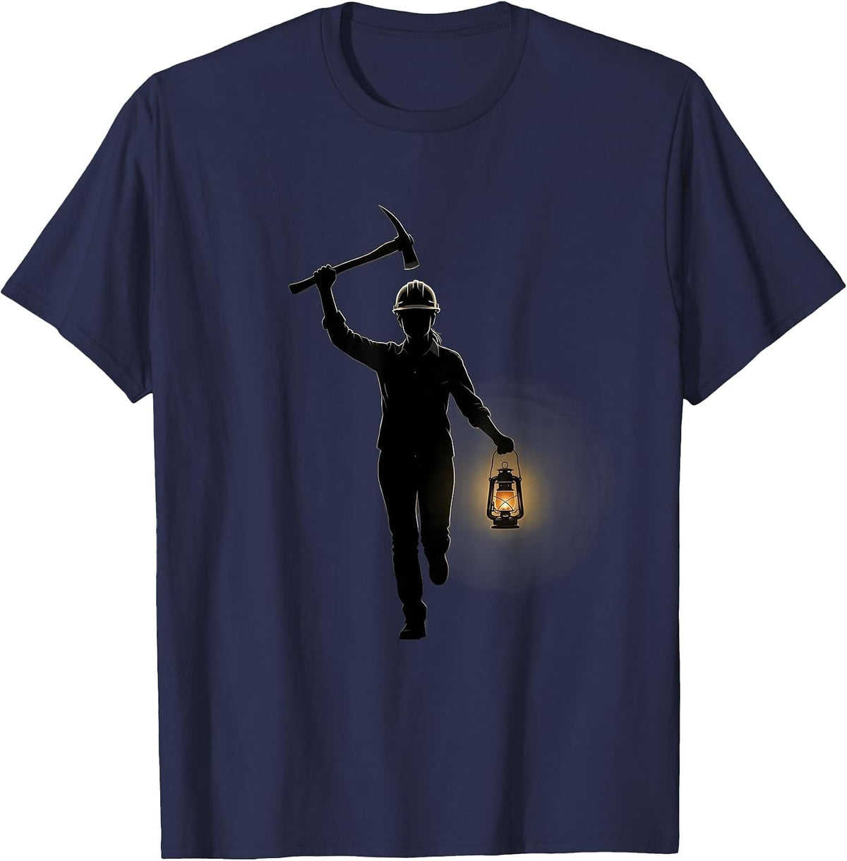 Coal Miner Labor Day Graphic Tee with Lantern T-Shirt - Navy Blue