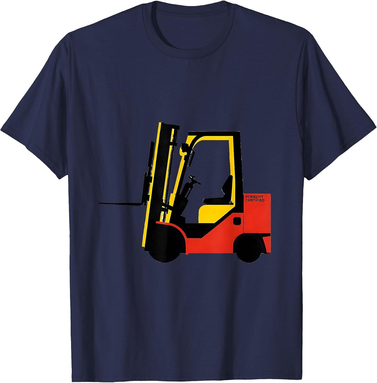 Men's Forklift Certified Bauhaus Modernist Construction Worker Gag T-Shirt - Navy Blue
