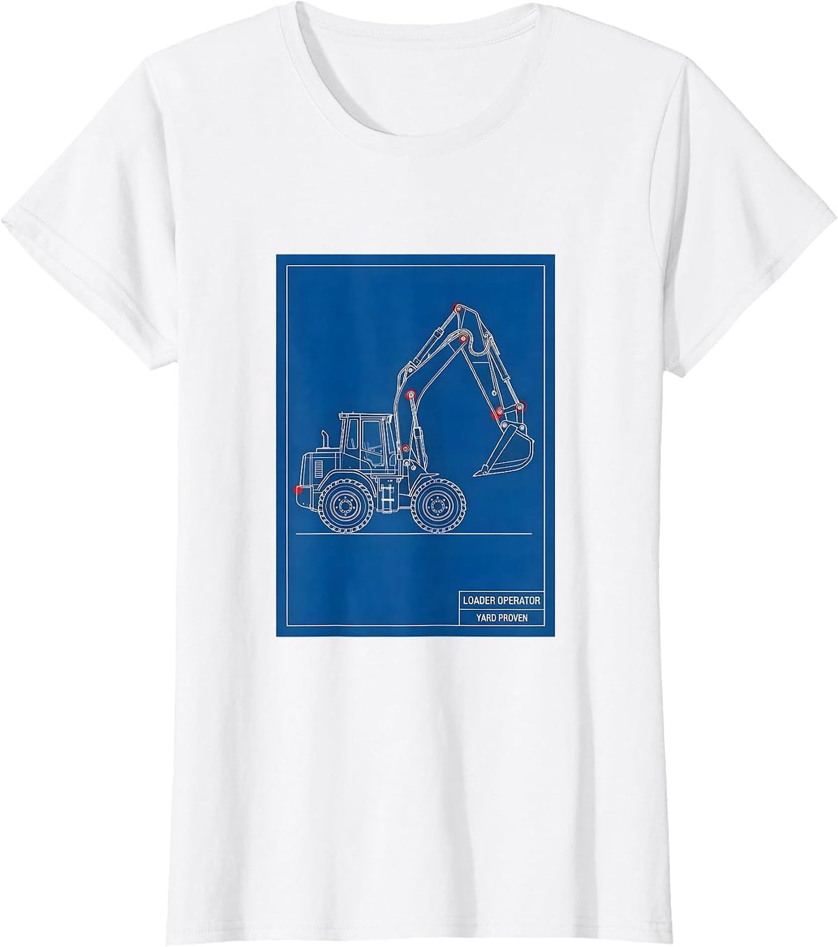 Women's Loader Operator, Yard Proven Technical Blueprint Heavy T-Shirt - White