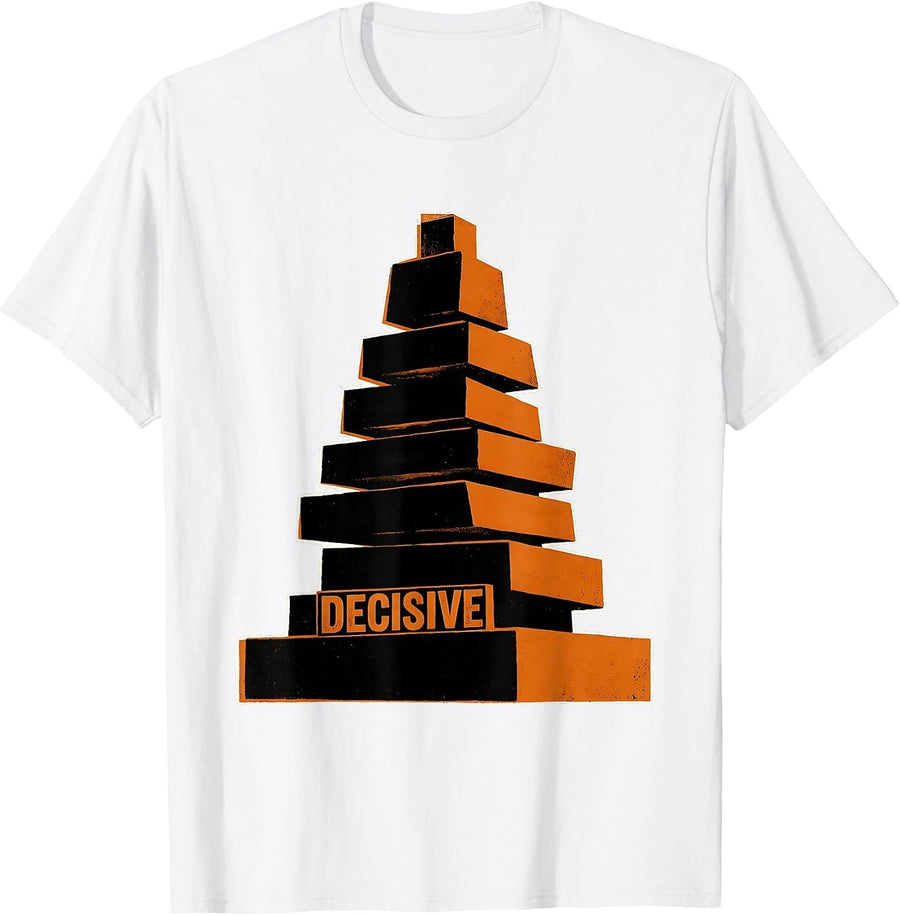 Men's DECISIVE Screenprint Poster Graphic Tee Men Women Streetwear T-Shirt - White