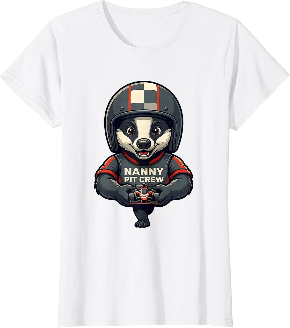 Women's Nanny Pit Crew Race Car Birthday Family Matching Pit Crew T-Shirt - White