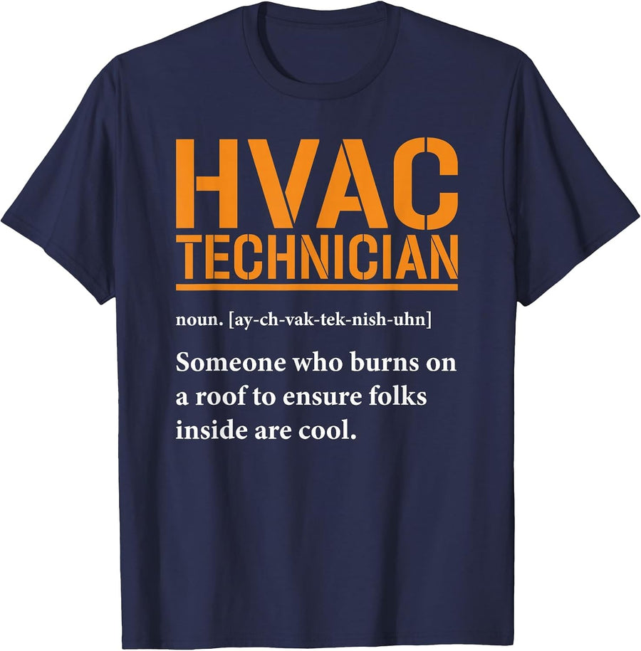 HVAC Technician Definition Mechanic Repairman T-Shirt - Navy Blue