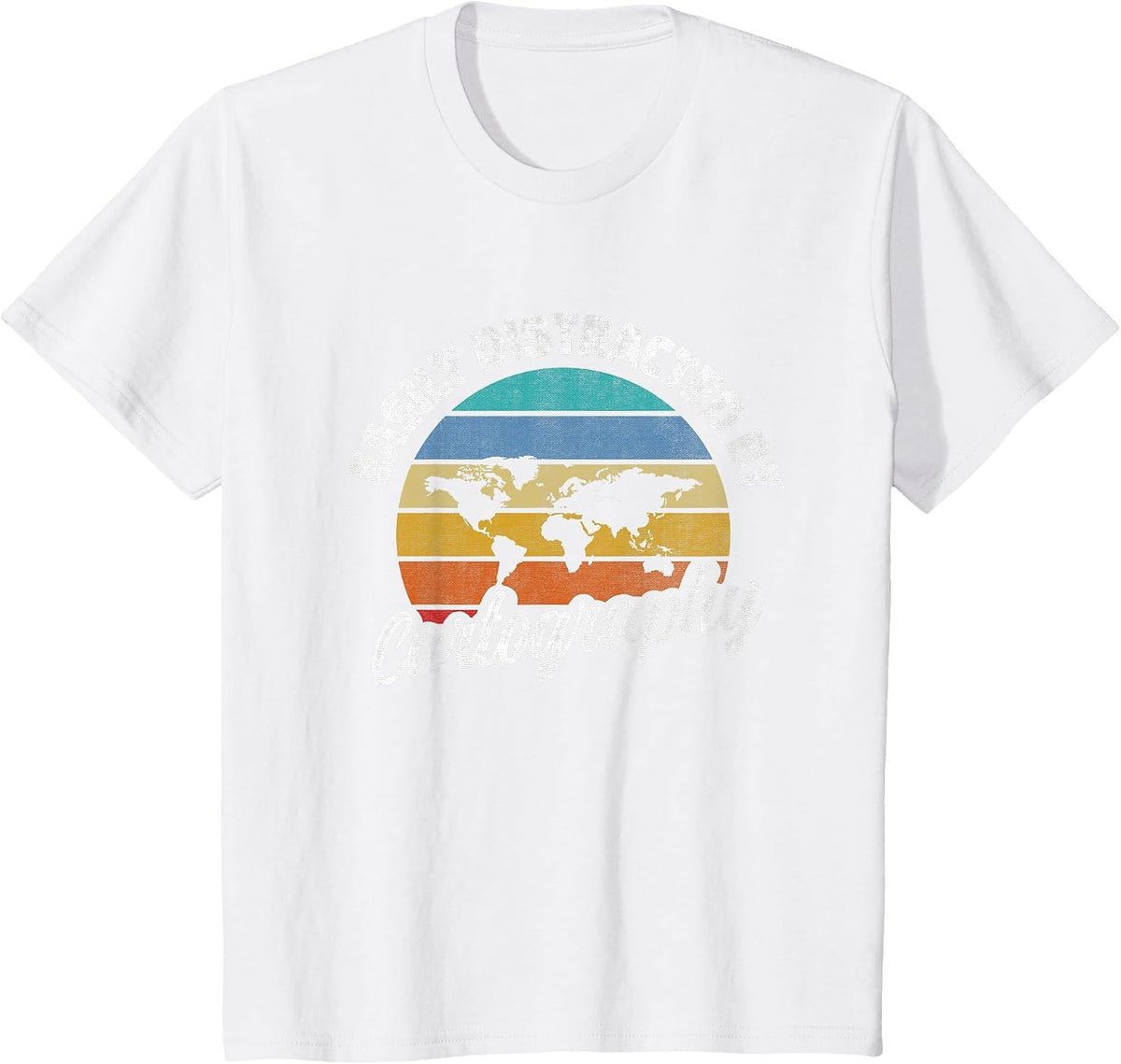 Easily Distracted By Cartography Cartographer Retro T-Shirt - White