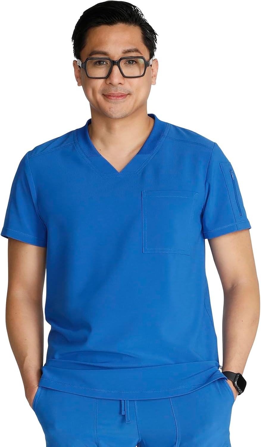 Cherokee Journey Men's V-Neck Scrub Top 2 Pockets Relaxed Fit - Royal