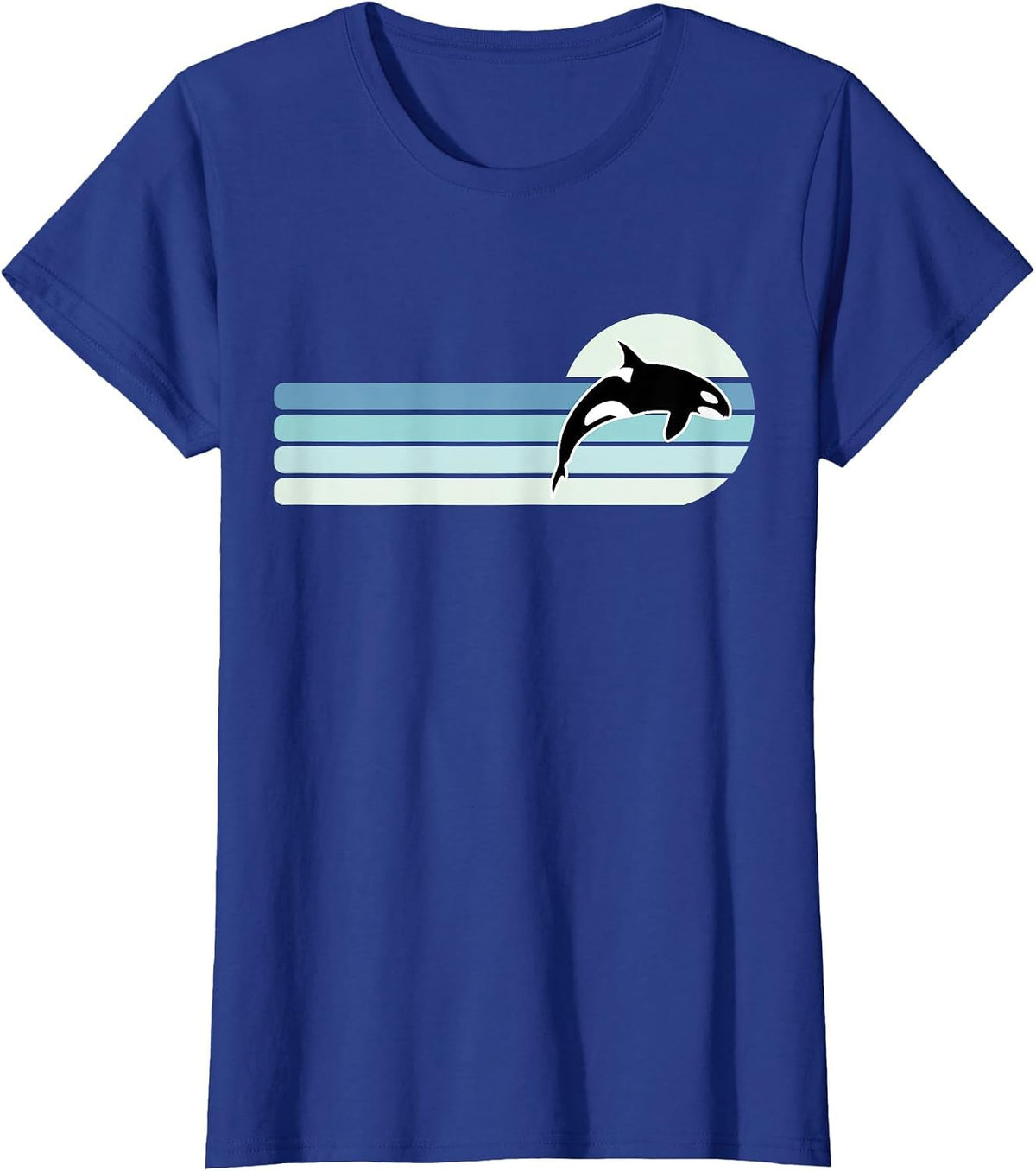 Retro Whale Orca T-Shirt - Royal Blue