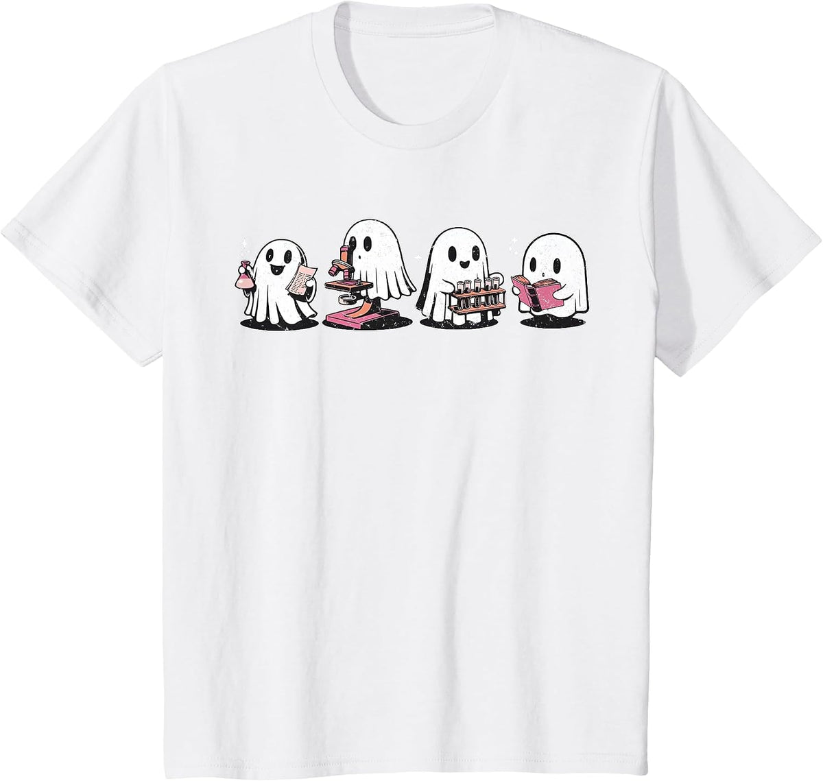 Cute Halloween Science Chemistry Ghost Laboratory Teacher T-Shirt - White