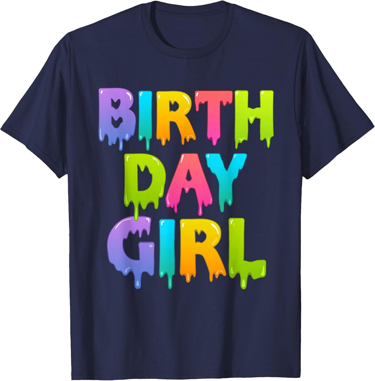 Happy Birthday Girl Cute Slime Party Squad for Kids Toddler T-Shirt - Navy Blue