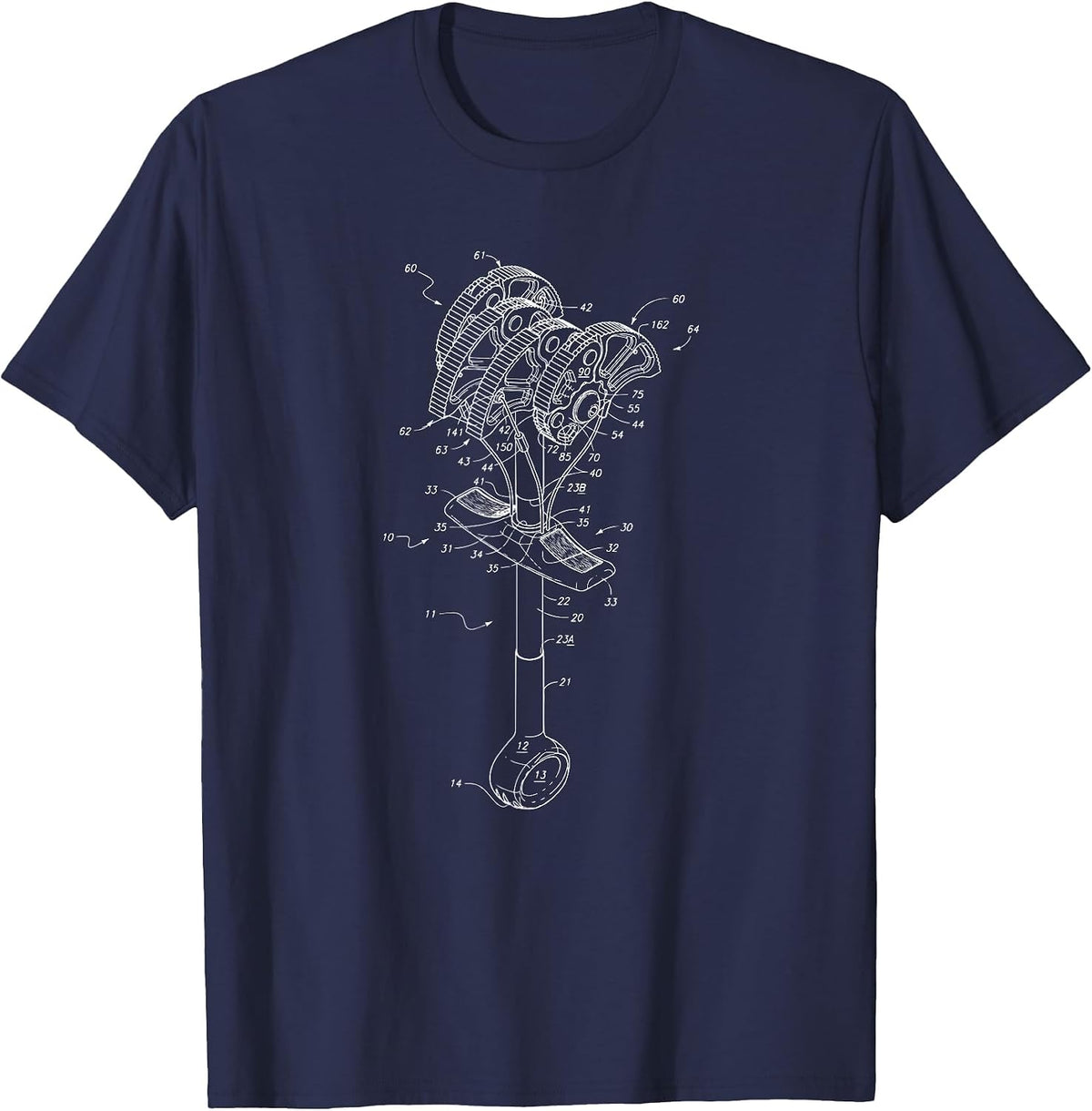 Rock Climbing Cam Anchor Patent Style Blueprint Shirt T-Shirt - Navy Blue