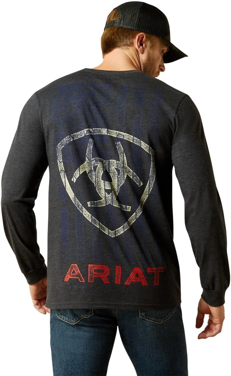Ariat Men's Ariat Stamped Freedom Classic Fit Long Sleeve T-Shirt - Charcoal Heather