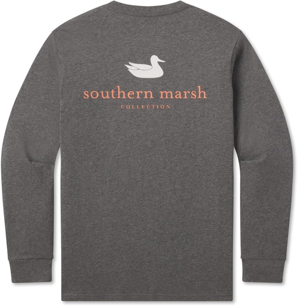 Southern Marsh Men’s Authentic Collegiate T-Shirt – Long Sleeve Casual Graphic Tee - Midnight Gray