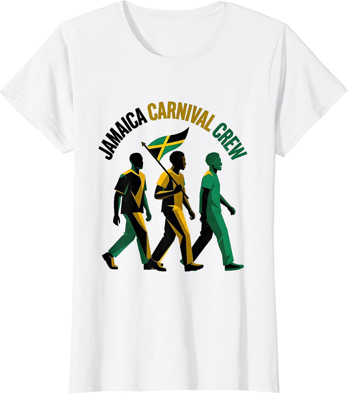 Women's Jamaica Carnival Crew Flat Vector Patriotic Pride Flag T-Shirt - White