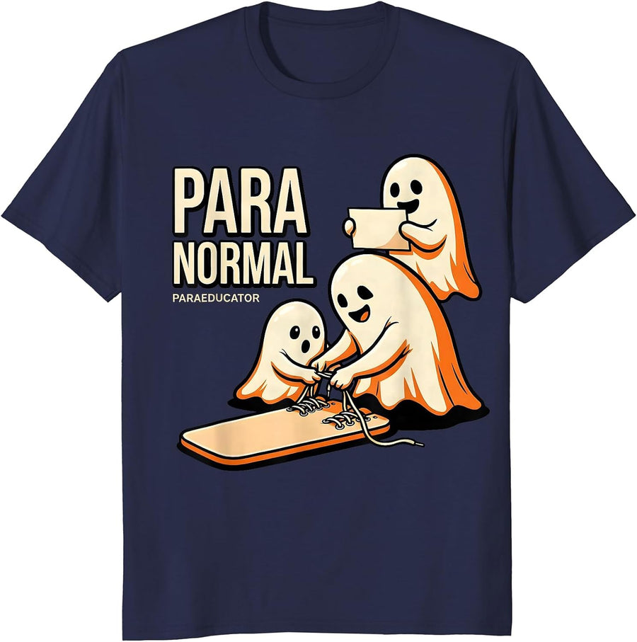 Para Normal Paraeducator Funny Ghost Paraprofessional T-Shirt - Navy Blue
