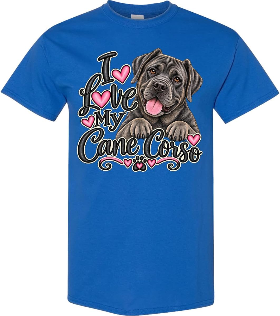 inktastic I Love My Cane Corso Dog Adult T-Shirt - Royal Blue