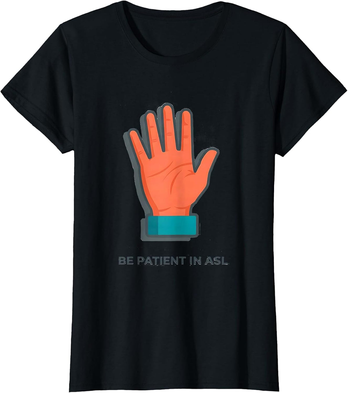 Be Patient in ASL Flat Vector ASL Teacher Sign Language T-Shirt - Black